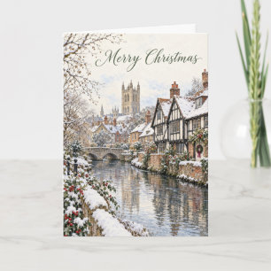 Canterbury Riverside Christmas Watercolour Holiday Card