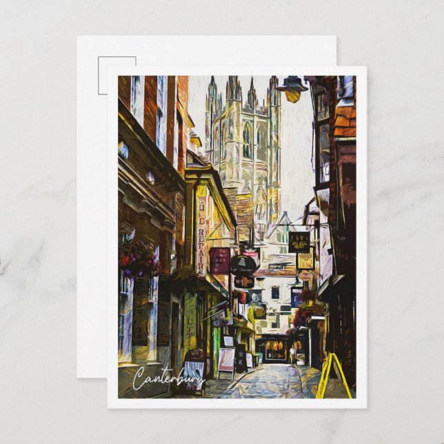 Canterbury United Kingdom Beautiful Oil Paint  Postcard (Front/Back)