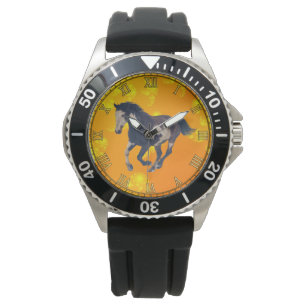Cantering Pinto American Paint Horse Wristwatch