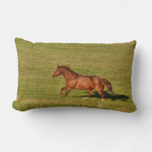 Cantering, Running Chestnut Horse Equine Photo Lumbar Cushion