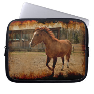 Cantering Sorrel Horse Comes Home to the Barn Laptop Sleeve