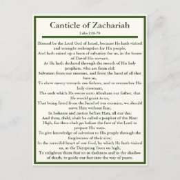 Canticle of Zachariah and Magnificat prayer card