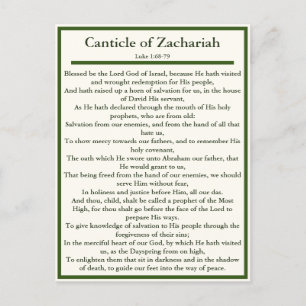 Canticle of Zachariah and Magnificat prayer card