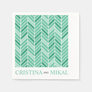 Cantilevered Chevron Cocktail Party mint green Napkin