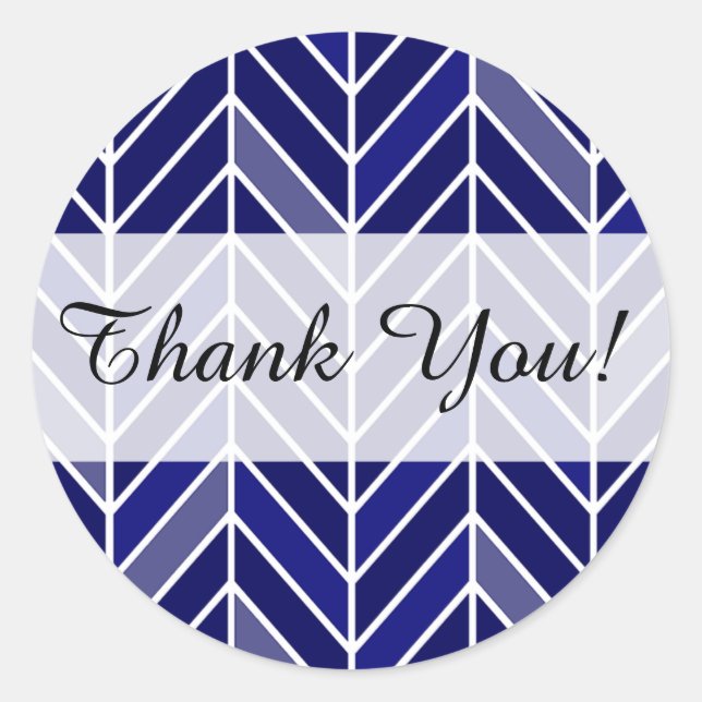 Cantilevered Chevron Thank You | navy blue Classic Round Sticker (Front)