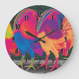 Cantina Roosters Large Clock