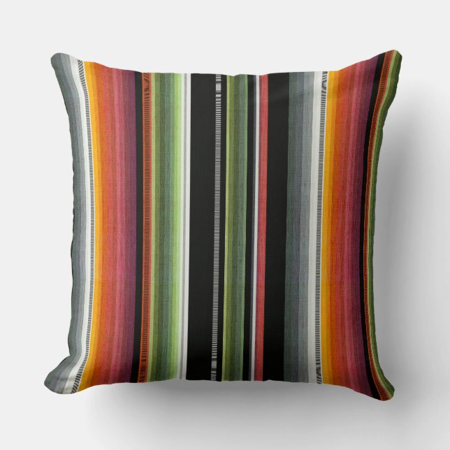 Cantina serape stripes multicolor pattern cushion (Front)