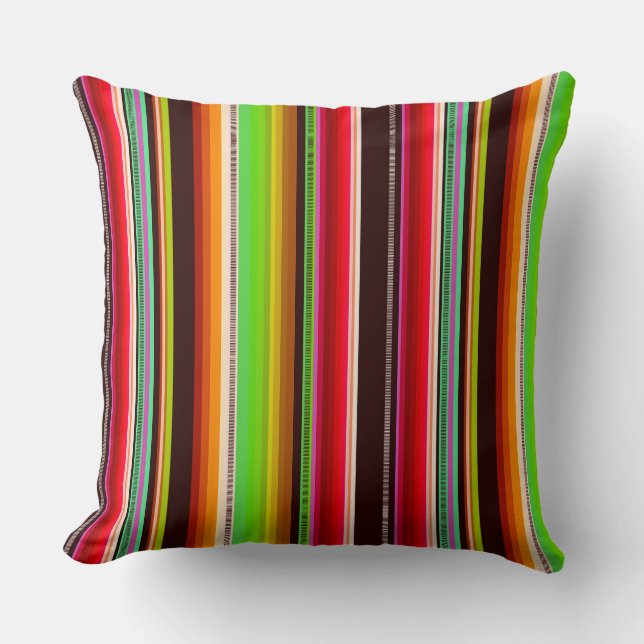 Cantina serape stripes multicolor pattern cushion (Front)