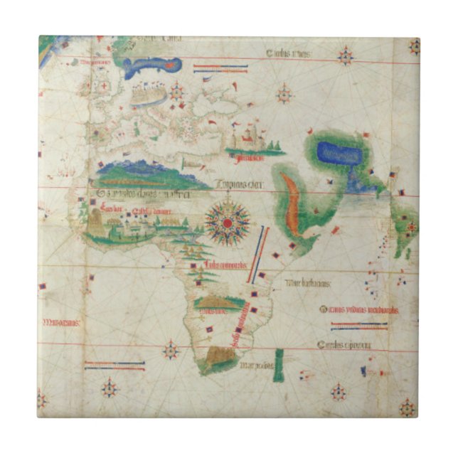 Cantino Planisphere | 1502 Ceramic Tile (Front)