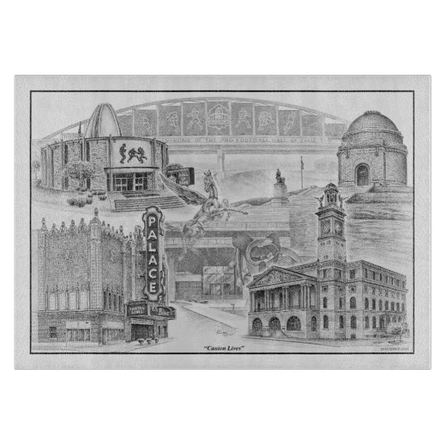 Canton Ohio Historic Landmarks Cutting Board (Front)