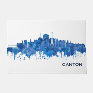 Canton Ohio Skyline Blue Doormat