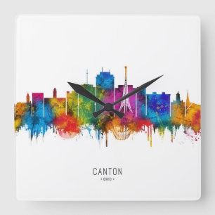 Canton Ohio Skyline Square Wall Clock