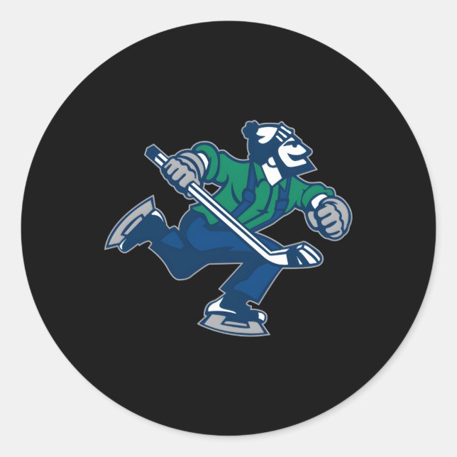 Canuck Hockey Ice Skating Canadian For Canada Team Classic Round Sticker (Front)