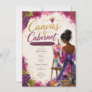 Canvas & Cabernet Paint and Sip Party Colourful Invitation