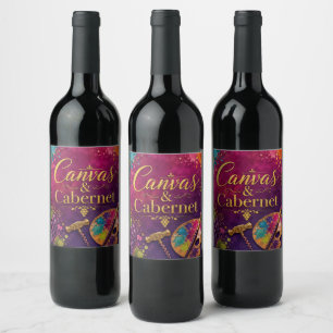Canvas & Cabernet Paint and Sip Party Colourful Wine Label