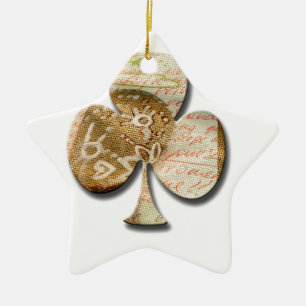 Canvas clover ceramic ornament