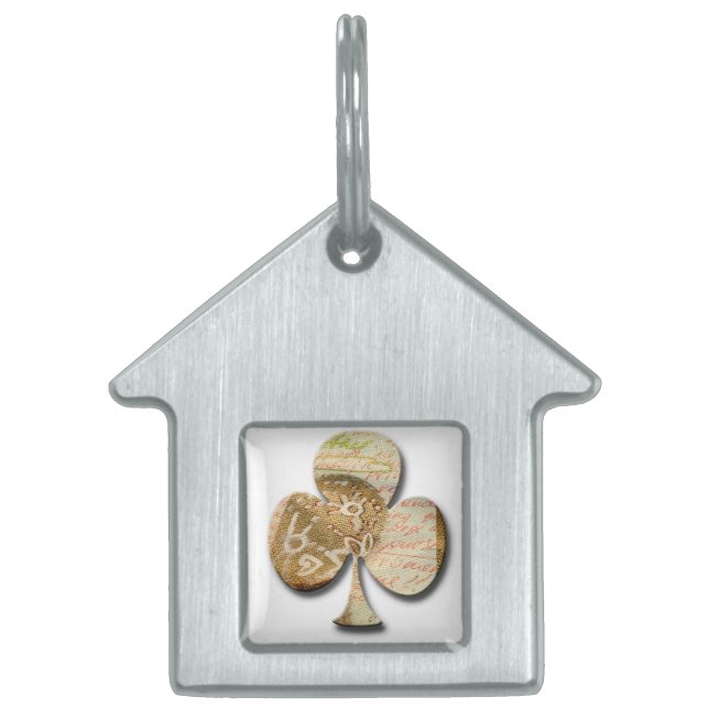 Canvas clover pet ID tag (Front)