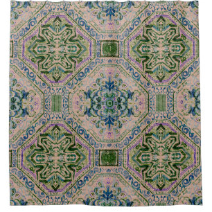 Canvas Green and Indigo  Shower Curtain