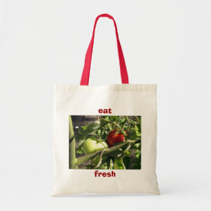 Canvas Grocery Tote Bag - Tomatoes, Red and Green