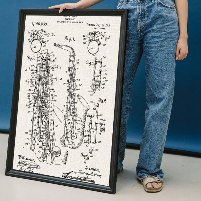 Canvas like | Saxophone Patent Poster (Creator Uploaded)