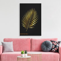 Canvas Majestic Golden Palm Frond Tropical Art