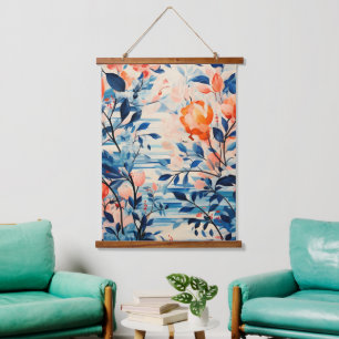 Canvas of Flowers in Full Bloom Watercolor Hanging Tapestry