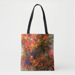 Canvas paint stroke fractal math tote bag