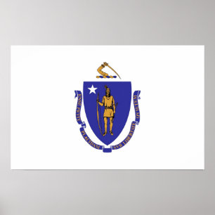 Canvas Print with Flag of Massachusetts, U.S.A.