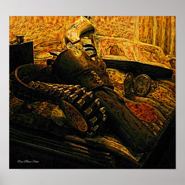 Canvas ready for framing of Gun and Holster Poster (Front)