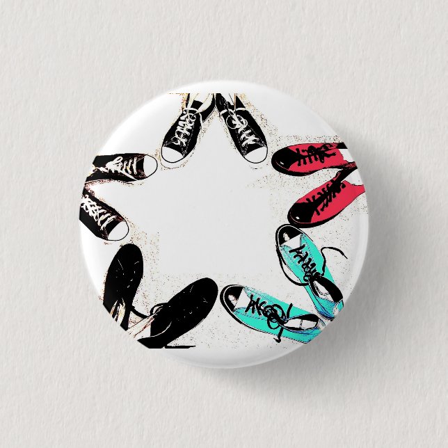 canvas shoes star 3 cm round badge (Front)