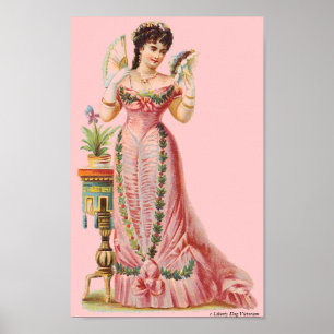 CANVAS WALL ART VICTORIAN ERA FRENCH LADY WITH FAN
