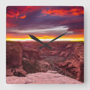 Canyon de Chelly, sunset, Arizona Square Wall Clock