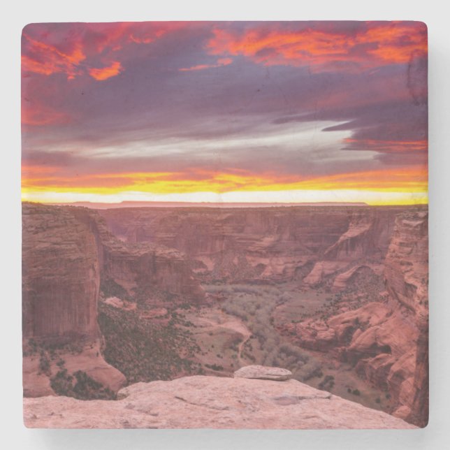 Canyon de Chelly, sunset, Arizona Stone Coaster (Front)