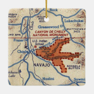 Canyon de Chelly Vintage Map Ceramic Ornament
