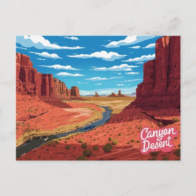 Canyon Desert River Valley Art Print Postcard (Front)