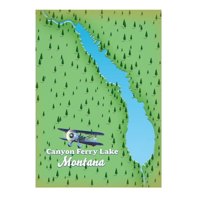 Canyon Ferry Lake Montana lake map Photo Print (Front)