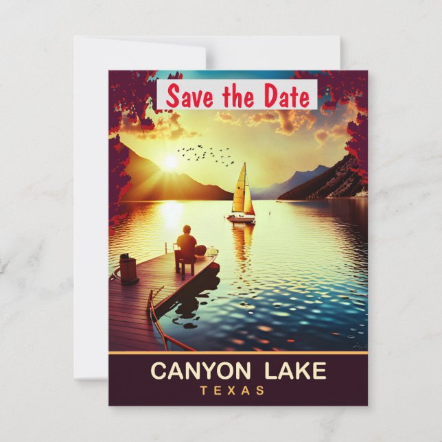 Canyon Lake Texas Sunset Wedding Invitation (Front)