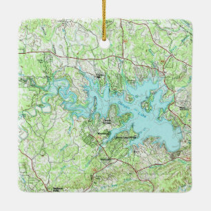 Canyon Lake TX Topo Map Ceramic Ornament