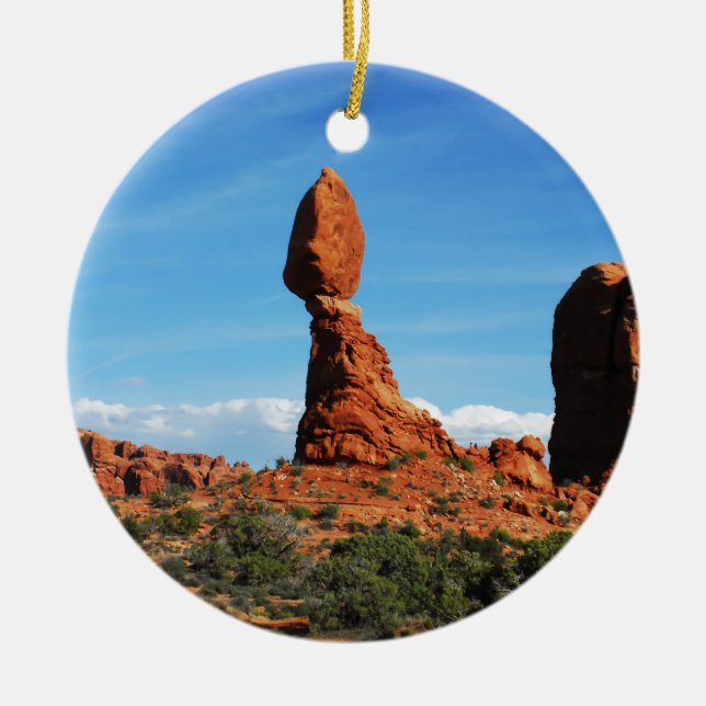 canyon lands balanced rock ceramic ornament (Front)
