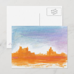 Canyon Landscape Orange blue Abstract painting art Postcard