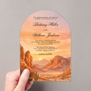 Canyon Mountain Desert Landscape Wedding  Acrylic Invitations