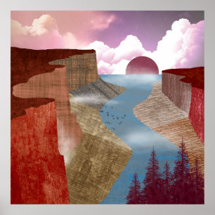 Canyon Ocean Landscape Poster