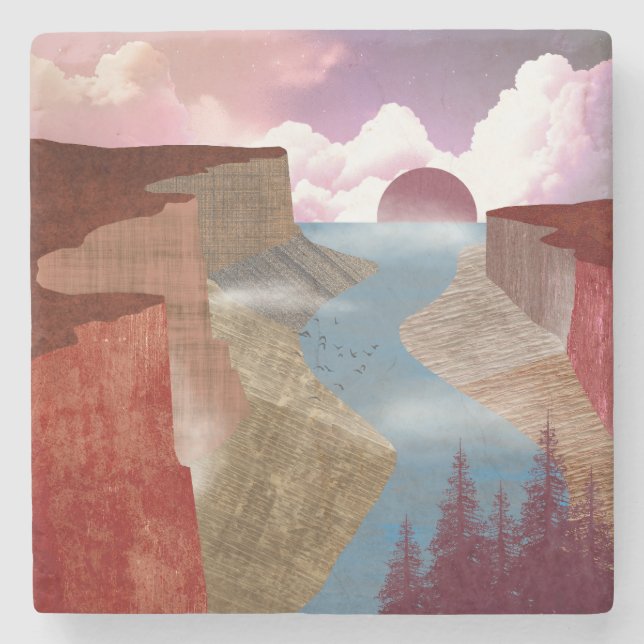 Canyon Ocean Landscape Stone Coaster (Front)