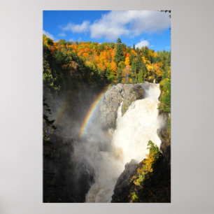 Canyon Sainte-Anne Waterfall Rainbow Quebec Poster