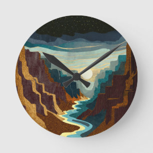 Canyon Sunset Landscape Round Clock