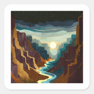 Canyon Sunset Landscape Square Sticker