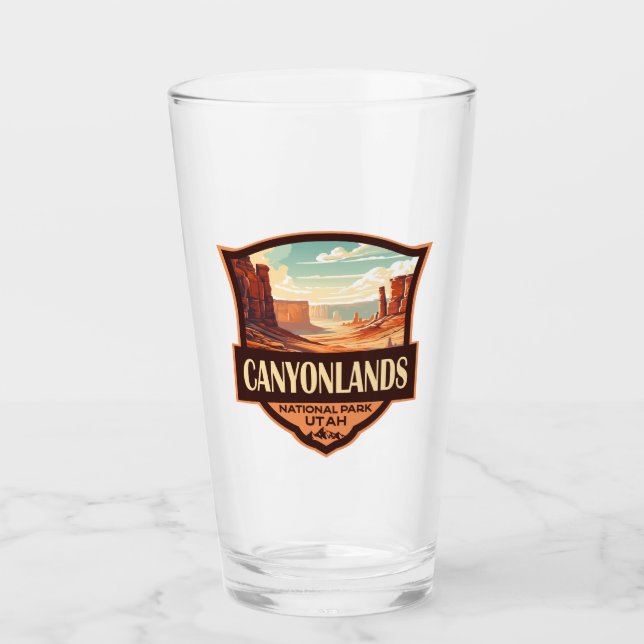 Canyonlands National Park Illustration Retro Glass (Front)