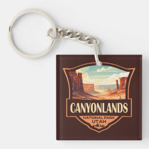 Canyonlands National Park Illustration Retro Key Ring