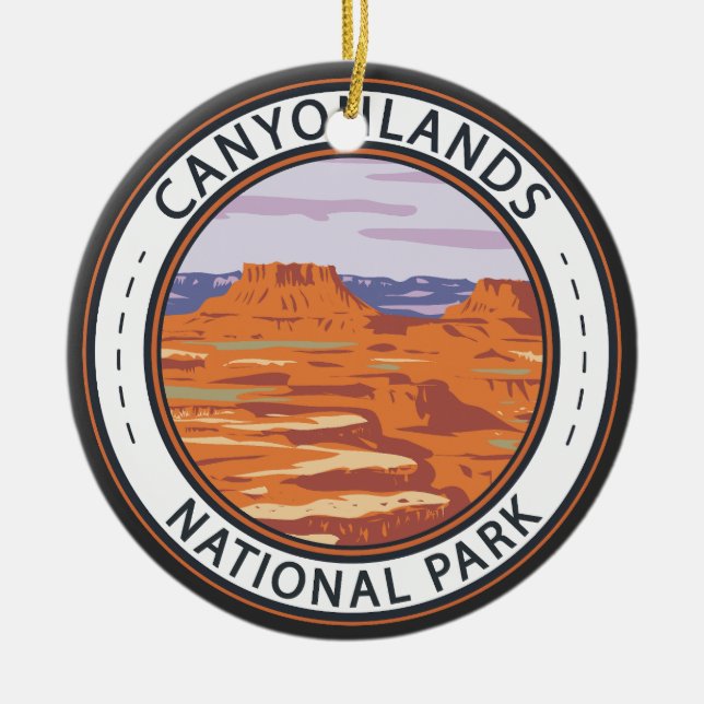 Canyonlands National Park Island In the Sky Badge Ceramic Ornament (Front)