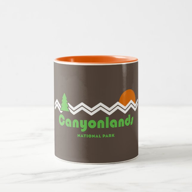 Canyonlands National Park Retro Two-Tone Coffee Mug (Center)